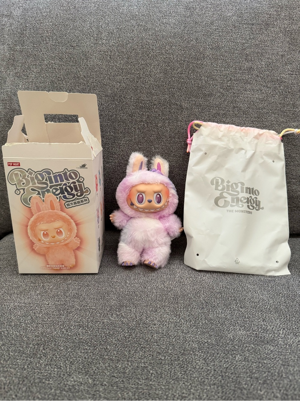 Big Into Energy Labubu Keychain - Pink/Purple